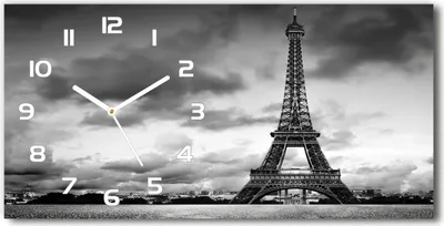 Produktbild von Wanduhr aus Glas – 60x30 cm - Glasbild - Glasuhr - Gehärtetes Glas - weisse-zeiger - Eiffelturm Paris