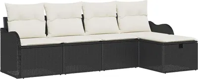 Immagine prodotto di Set di divani da giardino vidaXL, 5 pezzi, colore nero e crema, per 4 persone
