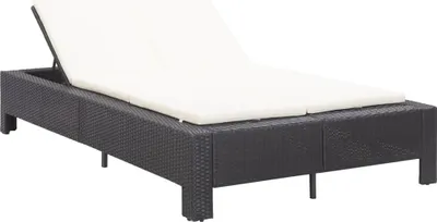 Produktbild von The Living Store 2-Personen-Sonnenliege mit Auflage Schwarz Poly Rattan