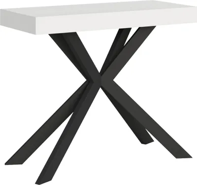 Zdjęcie produktu dla ITYHOME - Konsola rozkładana 90x40/300 cm Plaker frassino biała antracytowe nogi