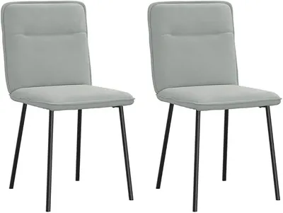 Imagen del producto de Juego de 2 sillas de comedor con cojín, sillas de cocina con respaldo y 4 patas de metal, ideales para salones y dormitorios, color gris claro, dimensiones 45 x 54 x 83 cm, tapizadas en terciopelo