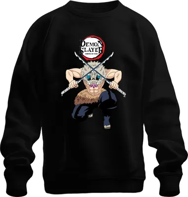 Produktbild von Demon Slayer Inosuke Kimetsu no Yaiba Ebermaske Anime Geschenk Uni Sweatshirt Pullover, Schwarz, S