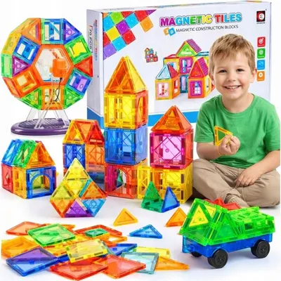 Zdjęcie produktu dla Zestaw Duże Klocki Magnetyczne Konstrukcyjne 3D Panele Magnetic Tiles 70 El