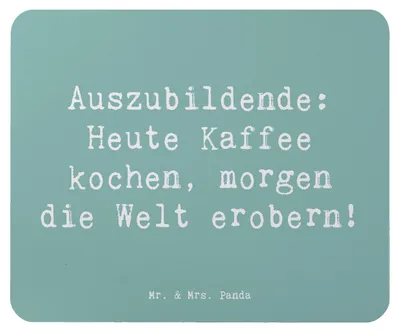 Produktbild von Mr. & Mrs. Panda Mauspad Spruch Auszubildender Abenteuer - Meeresbrise - Geschenk, Berufsgestaltung, Kaffee kochen, laptop mousepad, Mouse Pad, pc, Berufsleben, Berufe