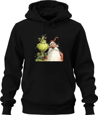 Produktbild von Grinch Weihnachtsmann lustig Weihnachten Geschenk Bart Retro Uni Hoodie Kapuzenpullover, Schwarz, 3XL