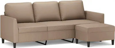 Produktbild von 3-Sitzer-Sofa mit Hocker Cappuccino-Braun 180 cm Kunstleder