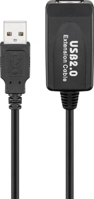 Zdjęcie produktu dla Goobay USB 2.0 10m, 10 m, USB A, USB A, USB 2.0, Męska/Żeńska, Czarny