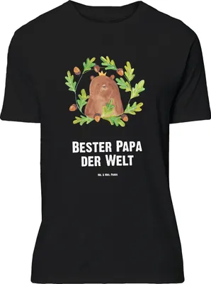 Produktbild von Mr. & Mrs. Panda Größe L T-Shirt Bär König - Schwarz - Geschenk, Bester Papa, Shirt, Vatertag, mit Spruch, Tshirt, Teddy, Daddy, Vater
