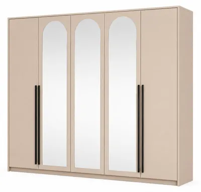 Produktbild von Kleiderschrank mit Spiegel, Sandbeige, 255 x 65 x 217,2 cm, KI-generiertes Bild
