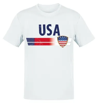 Produktbild von WM EM Fan Shirt Weltmeisterschaft Europameisterschaft 100% Baumwolle T-Shirt Rundhals Fanartikel Herren Damen Fan-Shirt - viele Länder: USA - weiß / S Land wählen: USA - weiß Shirt Größe wählen: S