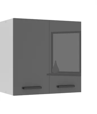 Produktbild von Belini Hängeschrank Küche, Küchenschränke SG2. Breite 60 cm. Oberschrank mit 2 Türen, Küchenhängeschränke, Wandschrank Hängend, Silber Hochglanz