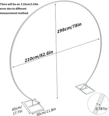 Image de Arche de mariage ronde - Support métallique pour fond décoratif, 2,1 m - Amovible - Barre unique - Pour guirlandes de fleurs - Décoration pour fêtes et jardin - Barre unique, 2,1 m