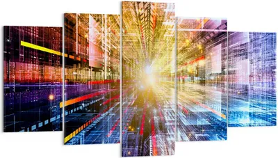 Produktbild von Bild auf Leinwand - Leinwandbild - Grafik Computer Raum Geometrie - 160x85cm - Wand Bild - Wanddeko - Leinwanddruck - Bilder - Kunstdruck - Wanddekoration - Leinwand bilder - Wandkunst - EA160x85-2350
