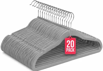 Imagen del producto de Perchas de Terciopelo Gris Pack 20 COM-FORT HOUSE