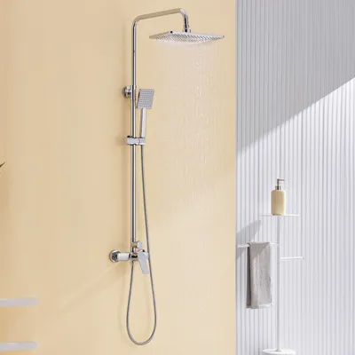 Produktbild von Auralum Duschset Duschkopf-Mischbatterie 2-Funktion Duschsystem mit Brause Wasserhahn, Chrom