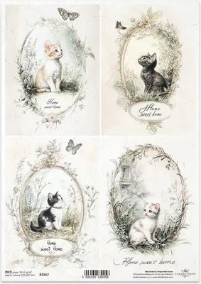 Produktbild von ITD Reispapier Decoupage Bastelpapier Serviettentechnik-R2567 Katzen
