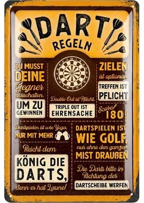 Produktbild von LANOLU Retro Blechschild Dart, Bar, Kneipen und Partykeller Dekoration, Irish Pub Deko Geschenk Männer, Darts Metallschild 20x30cm
