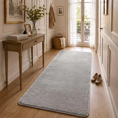 Produktbild von VOUNOT® Weicher Kurzflor Teppich Wohnzimmer mit Antirutschmatte 80x200 cm Grau