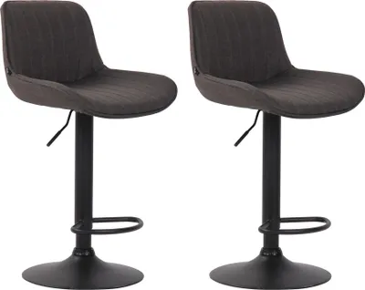 Produktbild von CLP 2er Set Barhocker Lentini Stoff 360° Drehbar Höhenverstellbar dunkelgrau Gestell Farbe schwarz