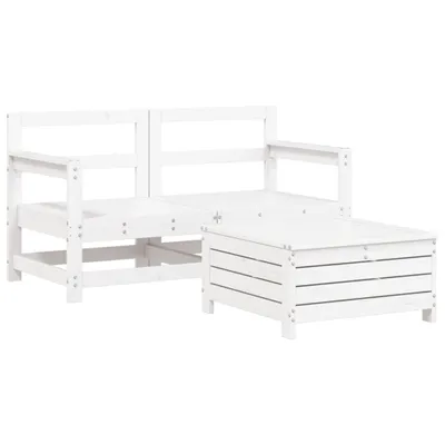 Produktbild von 3-tlg. Garten-Sofagarnitur Weiß Massivholz Kiefer