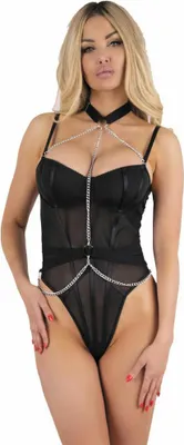 Image de Livco Corsetti Fashion - Peignoir + Chemise + String Melisenda Cf 1709 Noir S