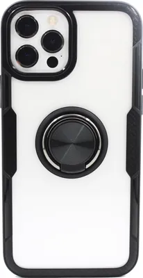 A product shot of a phone case with a ring holder.