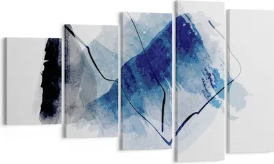Produktbild von Bild auf Leinwand - Leinwandbild - 5 Teile - Blau Schwarz Abstraktion - 100x60cm - Wand Bild - Wanddeko - Wandbilder - Leinwanddruck - Bilder - Wanddekoration - Leinwand bilder - EG100x60-5058