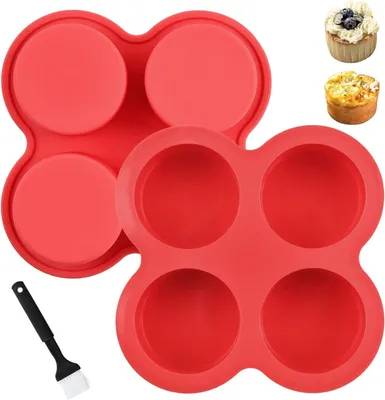 Produktbild von Muffinbackform 2 Stück, 4 Mulden, Silikon, mit Backpinsel, für Backofen