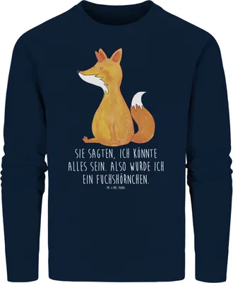 Produktbild von Mr. & Mrs. Panda Baumwoll Sweatshirt Einhorn Wunsch Größe XS - French Navy - Geschenk, Sweater, Bio Pullover, Fuchshörnchen, Einhörner, Pulli, Füchse, Fuchs, Unicorns