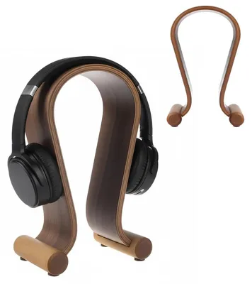 Produktbild von Kopfhörerständer Kopfhörerhalter Headsetständer - Holz - Nussbaum - Universal für Over-Ear-Kopfhörer - Für Büro und Studio