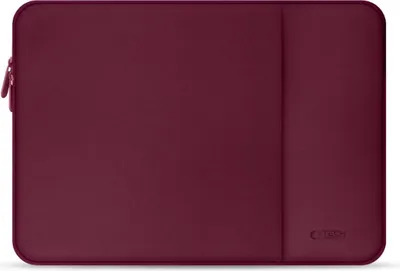 A burgundy laptop sleeve is shown flat against a white background.