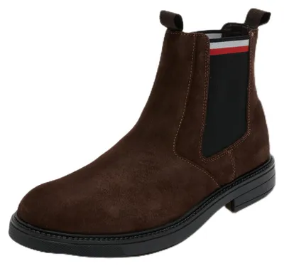 Obrázek produktu pro Boty Chelsea pro muže značky Tommy Hilfiger, vyrobené z přírodní kůže (semiš), barva hnědá (čokoládová), velikost 40