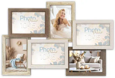 Image de Cadre photo ZEP Galerie Trani pour 6 photos 10 x 15 cm, marron, 48 x 31,5 cm