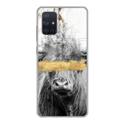 Produktbild von MuchoWow® Handyhülle Schutzhülle Hülle für Samsung Galaxy A51 Schottischer Highlander - Gold - Abstrakt Silikon Softcase Handy Hülle - Schutzabdeckung