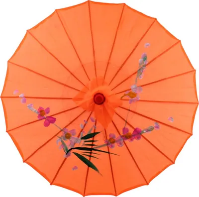 Produktbild von Deko Schirm klein 055b aus Kunstfaser wasserfest orange Bambus Ø55 cm