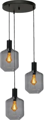 Produktbild von masterlight Pendelleuchte Porto 3-flammig Glas Schwarz-Transparent Ø45cm