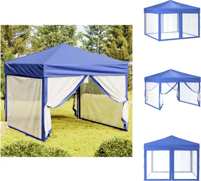 Immagine prodotto di vidaXL Tenda per feste pieghevole con pareti laterali blu 3x3 m - Padiglioni e tende per feste