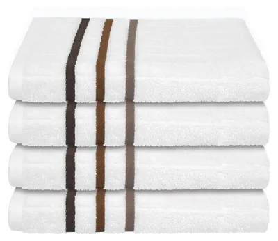 Produktbild von uncover by SCHIESSER Handtuch Ohio | 4er-Set | Streifen-Design | 100% Baumwolle | Weich, saugstark und pflegeleicht | 50x100 cm | Weiß
