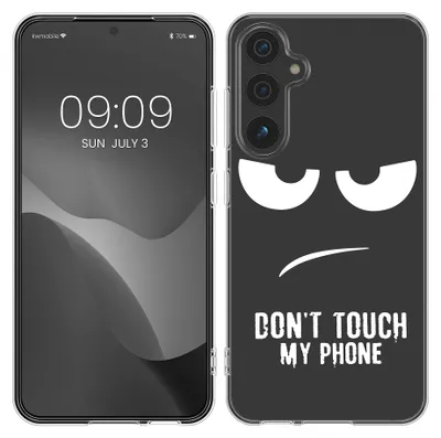 Produktbild von kwmobile Case kompatibel mit Samsung Galaxy A55 5G - Hülle Silikon transparent Don't touch my Phone Schwarz Transparent
