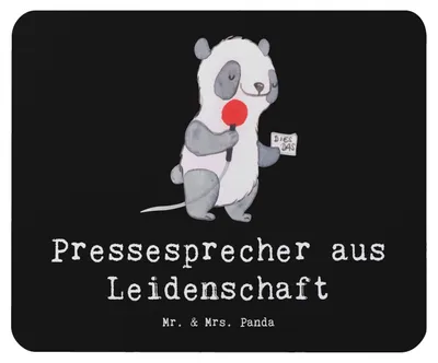 Produktbild von Mr. & Mrs. Panda Mauspad Pressesprecher Leidenschaft - Schwarz - Geschenk, Mouse Pad, mousematte, Mousepad, pc, laptop