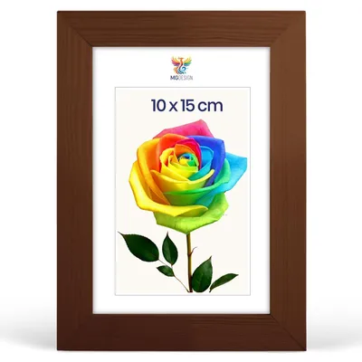 Obrázok produktu pre MG Design, rámček na fotky, hnedý, formát A6, 10x15 cm – rám z prírodného dreva s akrylovým sklom, možnosť zavesenia aj postavenia (vertikálne alebo horizontálne)