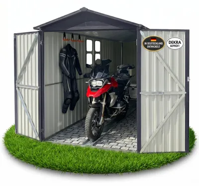 Produktbild von Albatros Premium Motorradgarage – verzinktes Metall in Anthrazit (RAL 7016) | 169x296x191cm | Motorrad Unterstellplatz | wetterfest