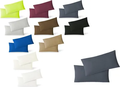 Produktbild von Jersey Kissenbezug Hülle 2 Sparpack Set mit Reißverschluss  hochwertige Qualität 40 x 80 cm anthrazit