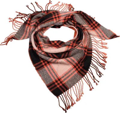 Produktbild von styleBREAKER Damen XXL Strick Dreiecksschal mit Glencheck Karo Muster, Fransen, Winter Schal, Tuch 01018160
