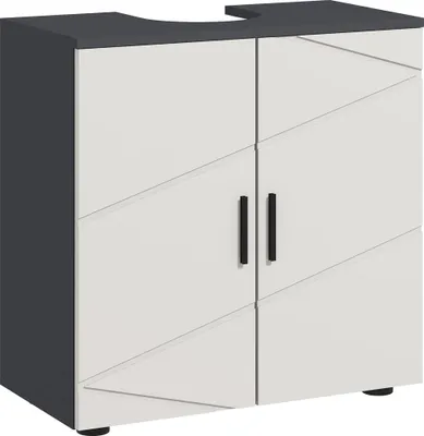 Immagine prodotto di kleankin Mobile Sottolavabo Bagno per Piedistallo con Armadietto 2 Ante, 60x30x60cm, Grigio