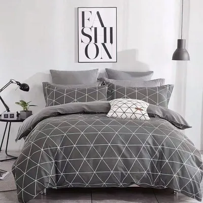 Produktbild von Famanu Bettwäsche 155 x 220 cm grau-weiß mit Muster und Reißverschluss - 2-teilig