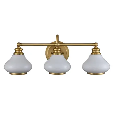 Immagine prodotto di Applique da bagno Ainsley in ottone spazzolato 3xG9x3W metallo, dimensioni: 23,1x61x20,6 cm, IP44, Hinkley