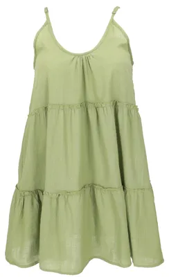 Produktbild von Boho Minikleid, Natürliches Stufenkleid, Sommerkleid, Hängerchen - Grün, Damen, Baumwolle, Kleider