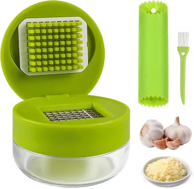 Produktbild von Knoblauchpresse Set, Edelstahl Knoblauchpresse, Silikon Knoblauchschäler, Reinigungsbürste, für Küche