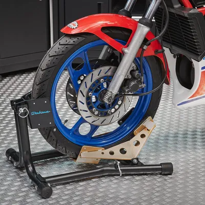 Produktbild von Datona - Motorrad Ständer Wippe für schmale Reifen 14-19 Zoll - Motorradheber Rangierhilfe Montageständer für Oldtimer & Klassiker - Gummibelag klappbar 61x50x34 cm